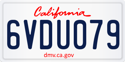 CA license plate 6VDU079