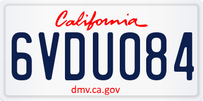 CA license plate 6VDU084