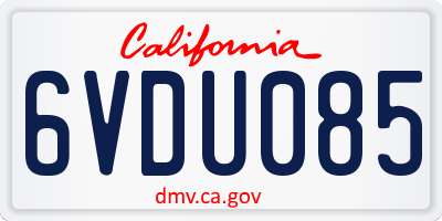 CA license plate 6VDU085