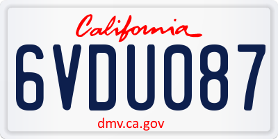 CA license plate 6VDU087