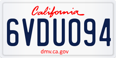 CA license plate 6VDU094