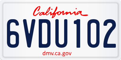 CA license plate 6VDU102