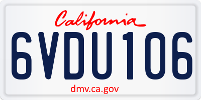 CA license plate 6VDU106
