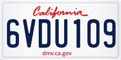 CA license plate 6VDU109