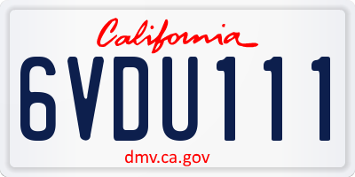CA license plate 6VDU111