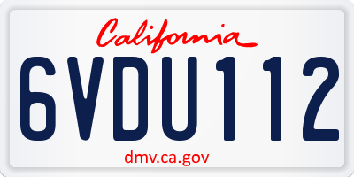 CA license plate 6VDU112
