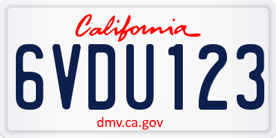 CA license plate 6VDU123