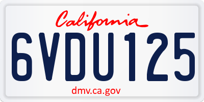 CA license plate 6VDU125
