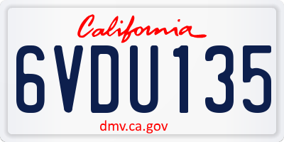 CA license plate 6VDU135
