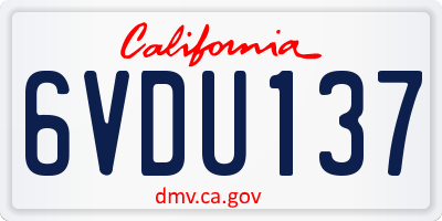 CA license plate 6VDU137
