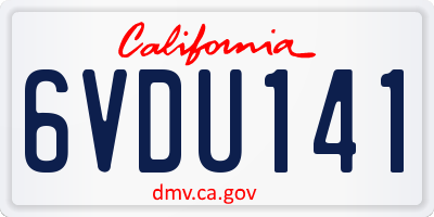 CA license plate 6VDU141