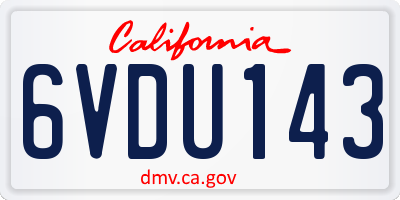 CA license plate 6VDU143