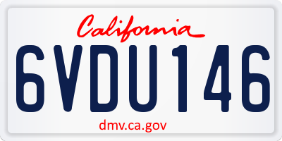 CA license plate 6VDU146