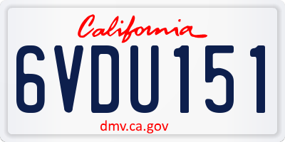 CA license plate 6VDU151