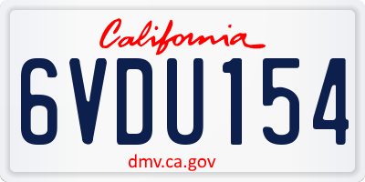 CA license plate 6VDU154