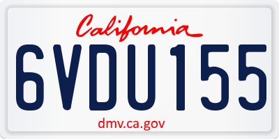 CA license plate 6VDU155
