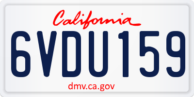 CA license plate 6VDU159