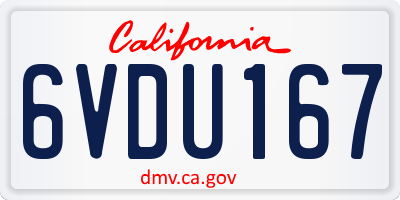 CA license plate 6VDU167