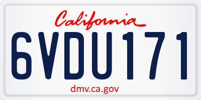 CA license plate 6VDU171