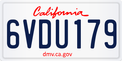 CA license plate 6VDU179