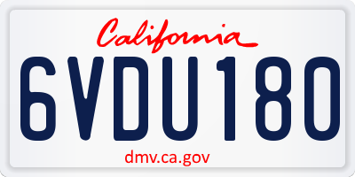 CA license plate 6VDU180