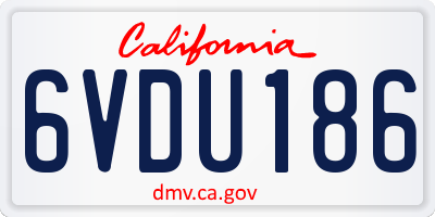 CA license plate 6VDU186