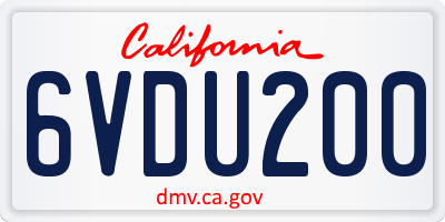 CA license plate 6VDU200
