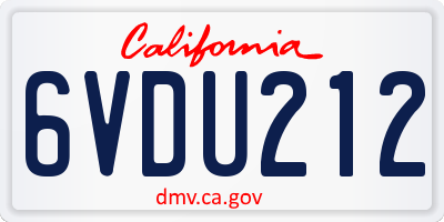 CA license plate 6VDU212
