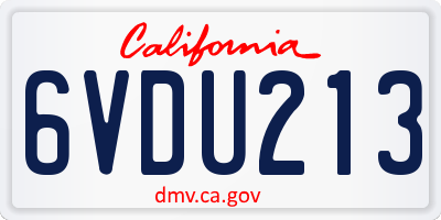 CA license plate 6VDU213