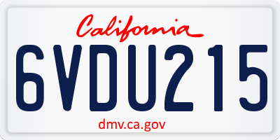 CA license plate 6VDU215