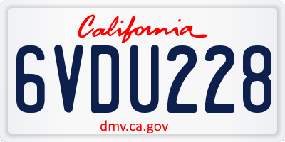 CA license plate 6VDU228