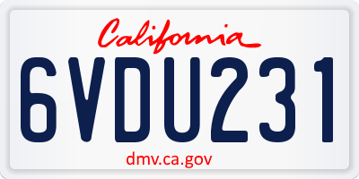 CA license plate 6VDU231