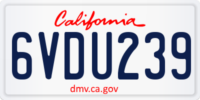 CA license plate 6VDU239