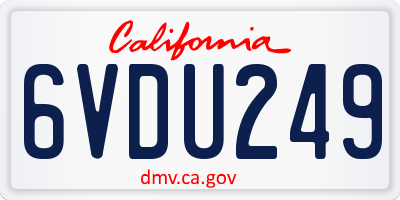 CA license plate 6VDU249