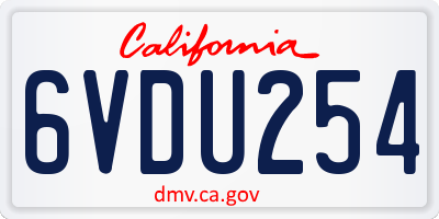 CA license plate 6VDU254