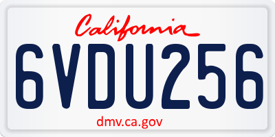 CA license plate 6VDU256