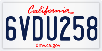 CA license plate 6VDU258