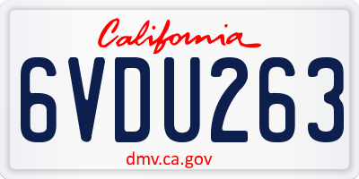 CA license plate 6VDU263