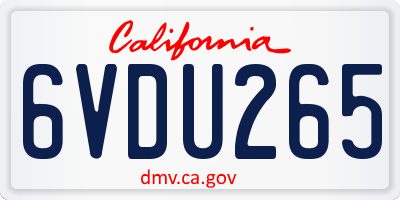CA license plate 6VDU265