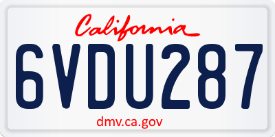 CA license plate 6VDU287