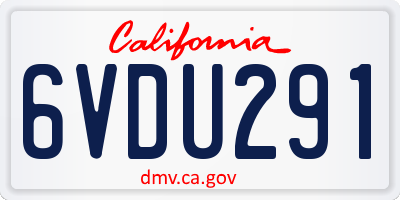 CA license plate 6VDU291