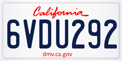 CA license plate 6VDU292