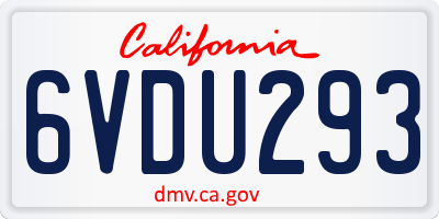 CA license plate 6VDU293