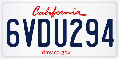 CA license plate 6VDU294