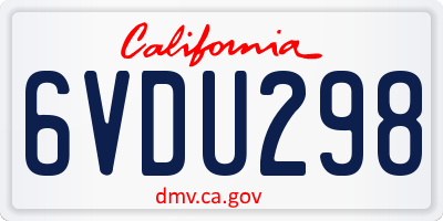 CA license plate 6VDU298