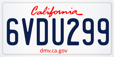 CA license plate 6VDU299