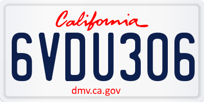 CA license plate 6VDU306