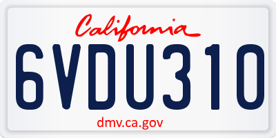 CA license plate 6VDU310