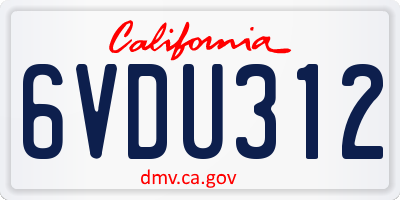 CA license plate 6VDU312