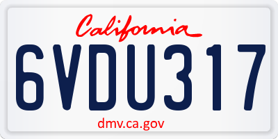 CA license plate 6VDU317
